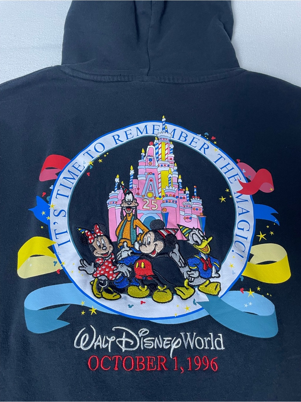 Disney World Vault Collection 25th anniversary Double Sided Embroidered Hoodie M